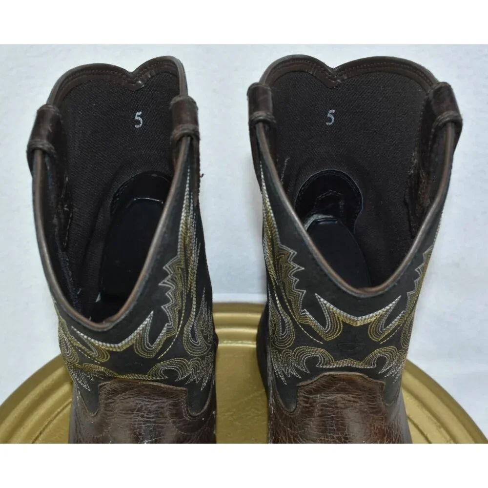 Ariat WorkHog Youth Boys Size 5 Wide‎ Square Toe Boots Bruin Brown -Flaws-